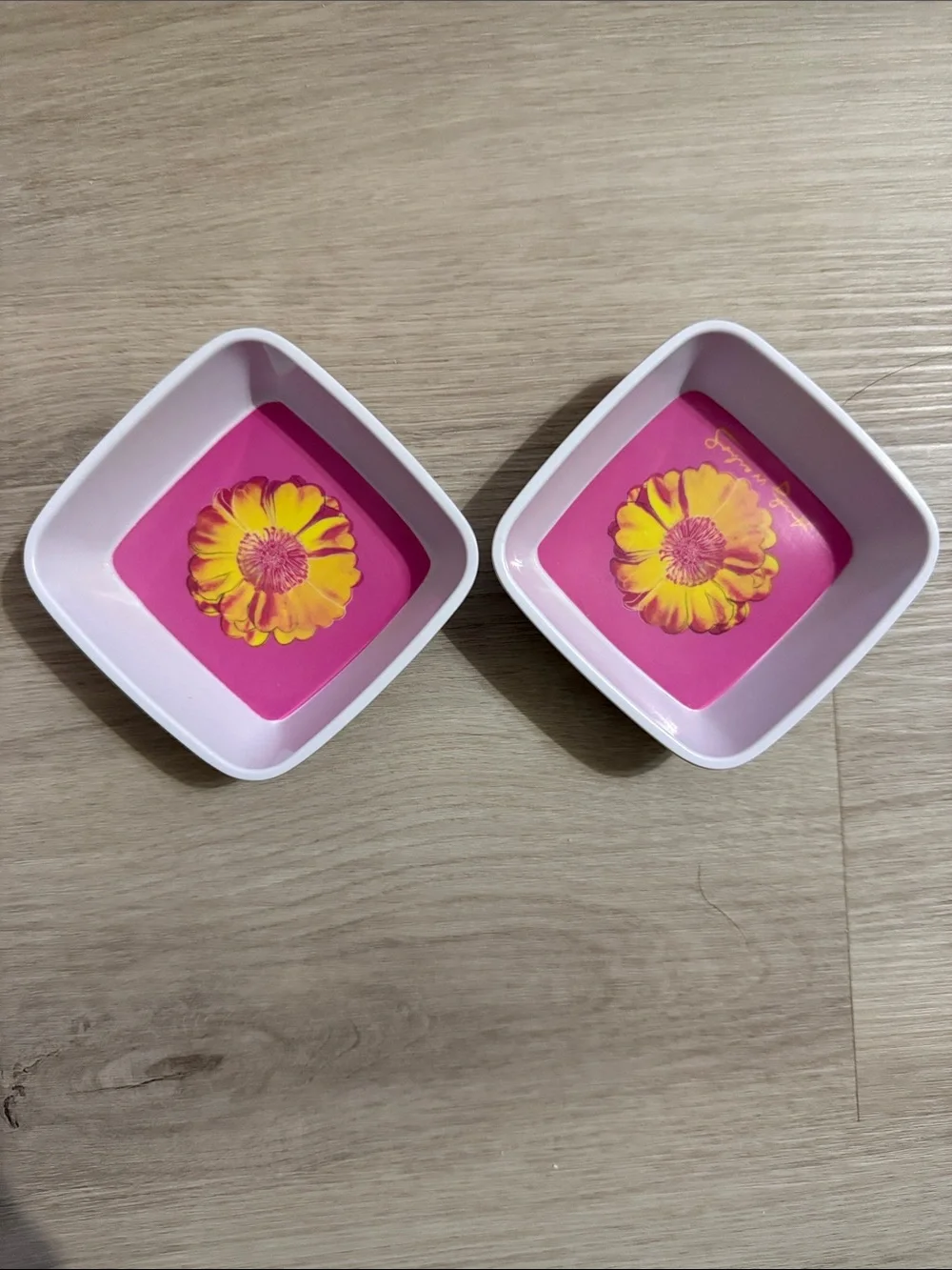 Gold-Lid Party Serving Bowl Set with Pink Floral Trays
